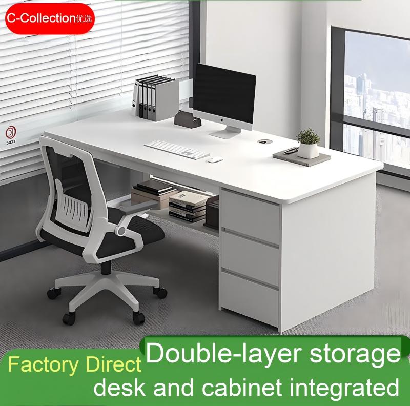 [Jednostavan stil] Kancelarijski sto, Radna površina, Sto za osoblje, Jednostavan računarski sto, Radni sto - Kancelarijski sto prvi izbor — [Sto za jednu osobu] Topla bela 120cm