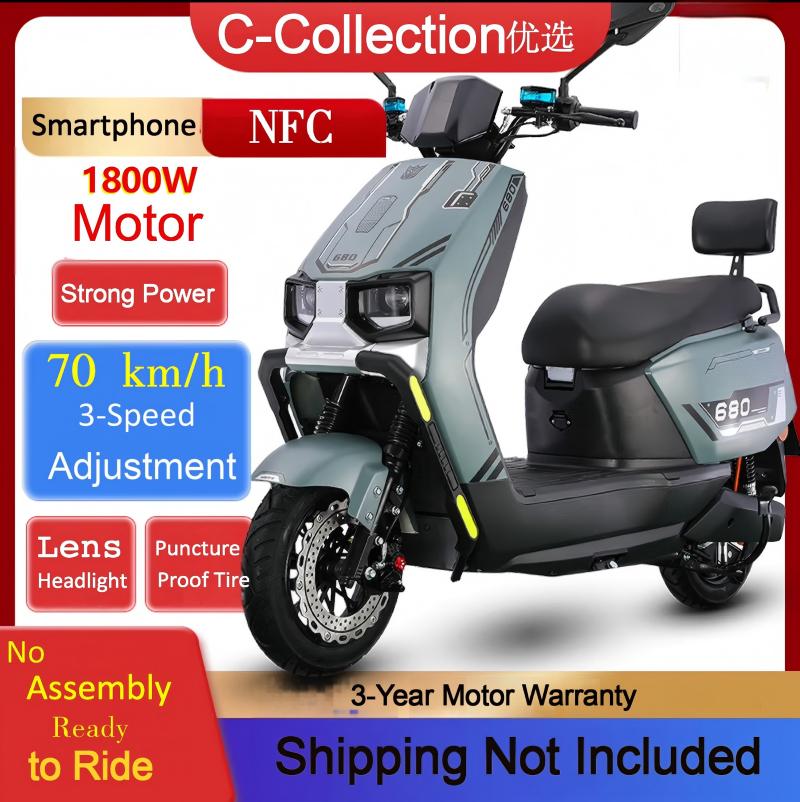 Pametni električni motocikl, E-skuter specijalno za dostavu, Pametno NFC brzo električno vozilo, Električni motocikl dugog dometa [Vrhunska verzija] - 72V22A Fabrička olovna baterija — Domet približno 65km
