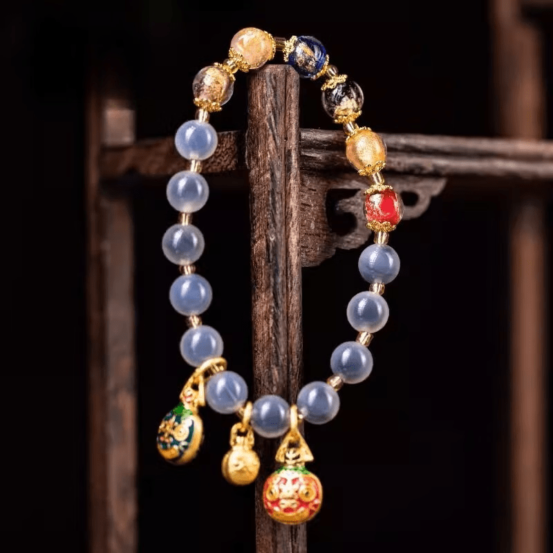 敦煌香灰琉璃手串饰品，手持转运珠，礼品生日礼物，敦煌多彩多宝神兽手串 - 敦煌多财多宝神兽