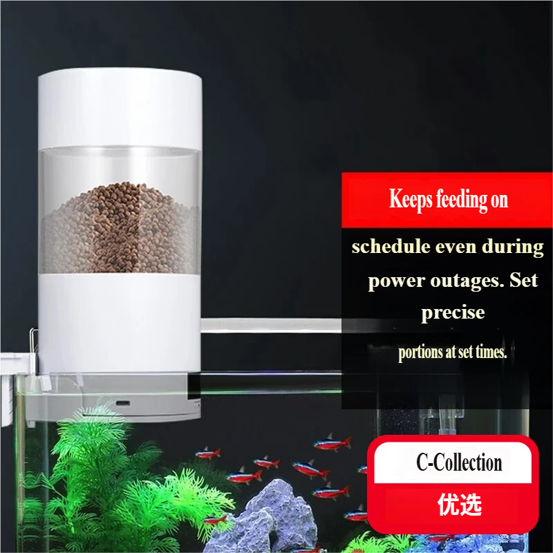 Automatska hranilica za ribe — Tajmer kontrola za akvarijum - Bela — Velika hranilica, dozira 2g po porciji