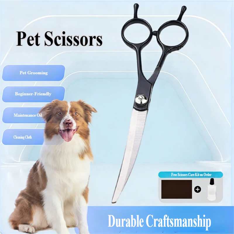 Profesionalne makaze za negu ljubimaca — 7 inča, Crna i ružičasto crvena - 7-inčne odvojive [Zakrivljene makaze]