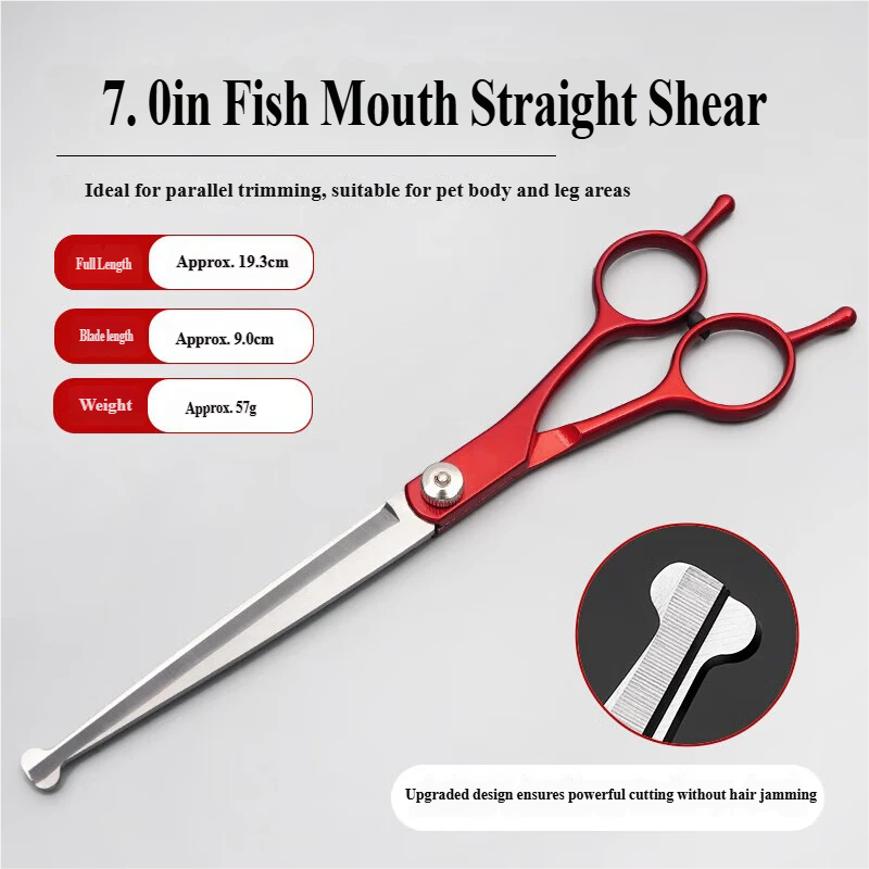 7-inčne makaze za negu ljubimaca — Bezbedan zaobljen vrh, Dizajn ribljih usta - Model ZR — 7-inčne bezbedne ravne makaze sa zaobljenim vrhom