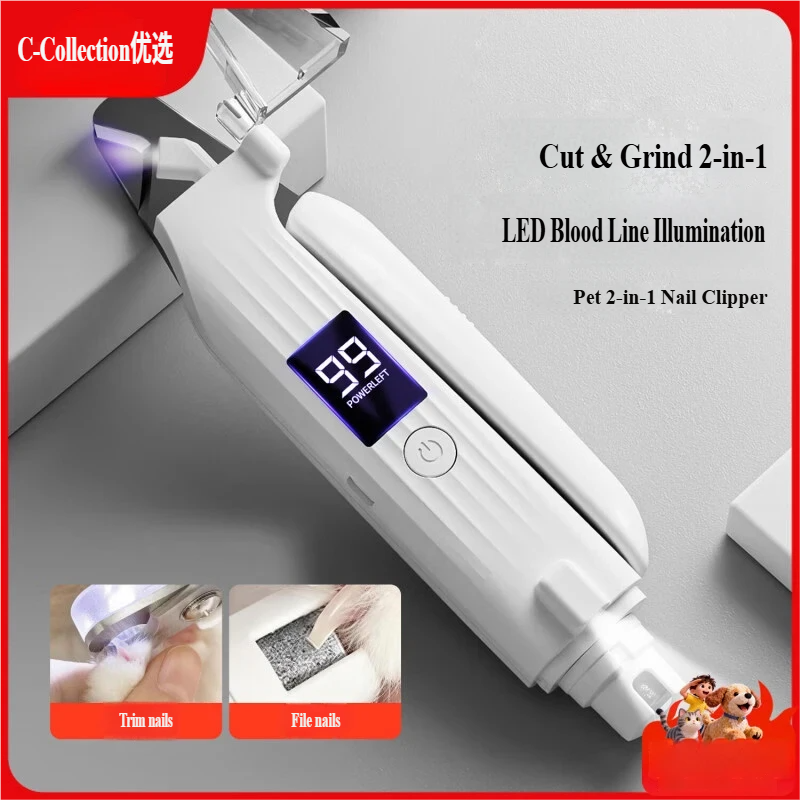 2-u-1 klješta i brusilica za nokte ljubimaca — Bezbedno sečenje i brušenje - [Sečenje, brušenje i svetlo sve u jednom] LED displej klješta za nokte