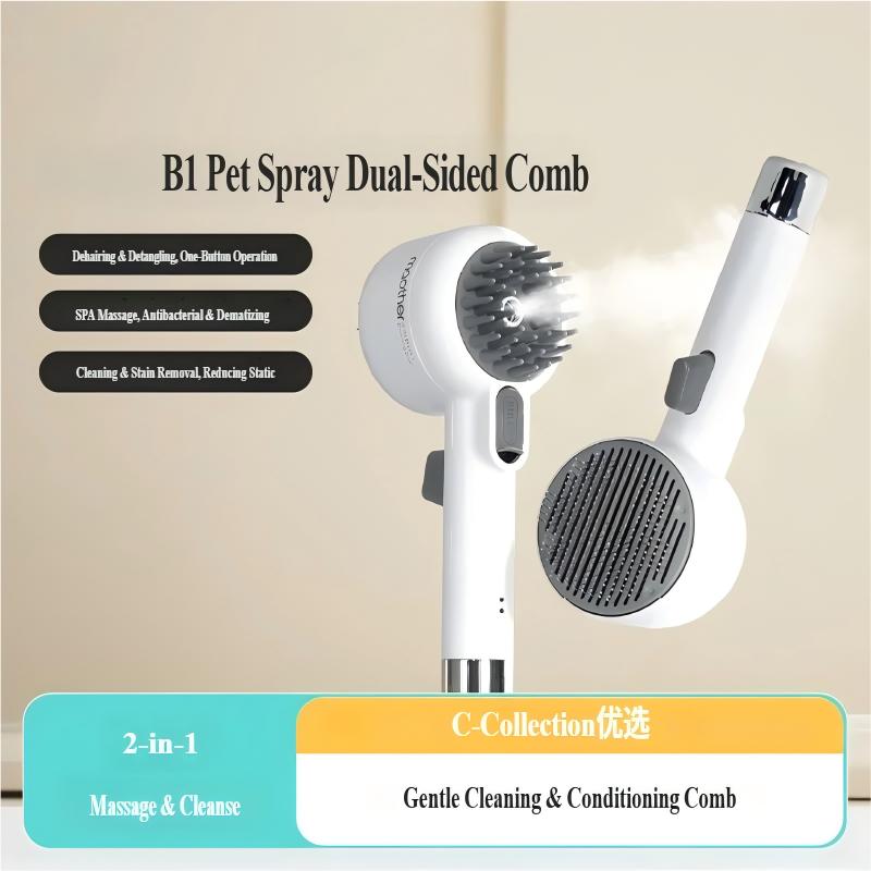 Dvostrana četka sa SPA sprejem za ljubimce, Višenamenski električni češalj za masažu za ljubimce, Dvostrani alat za uklanjanje dlake za mačke i pse - Dvostrana četka za negu ljubimaca — Dve funkcije u jednoj
