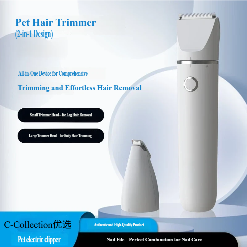 Električni trimer za dlaku na šapama za ljubimce — Univerzalno za mačke i pse, Punjivi alat za uređivanje, 2-u-1 brusilica za nokte i trimer za dlaku