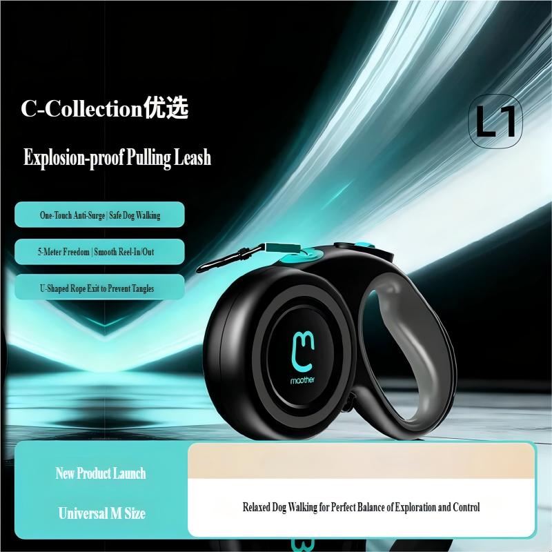 Povodac za pse — Automatski uvlačivi, Podesivi povodac, Protiv trzaja, Reflektujuća traka za šetnju, Automatski uvlačivi povodac - 5m automatski uvlačivi povodac za pse
