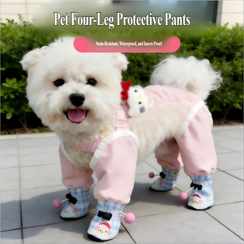Odeća za pse — Spoljne četvoronožne pantalone protiv prašine, Zaštitne nogavice protiv prljavštine za ljubimce, Neophodno za šetnju malih pasa za pudle i bišone, Roze plava zvezdasta plišana igračka stil - Roze plava zvezdasta plišana igračka — Dizajn odeće za ljubimce/S