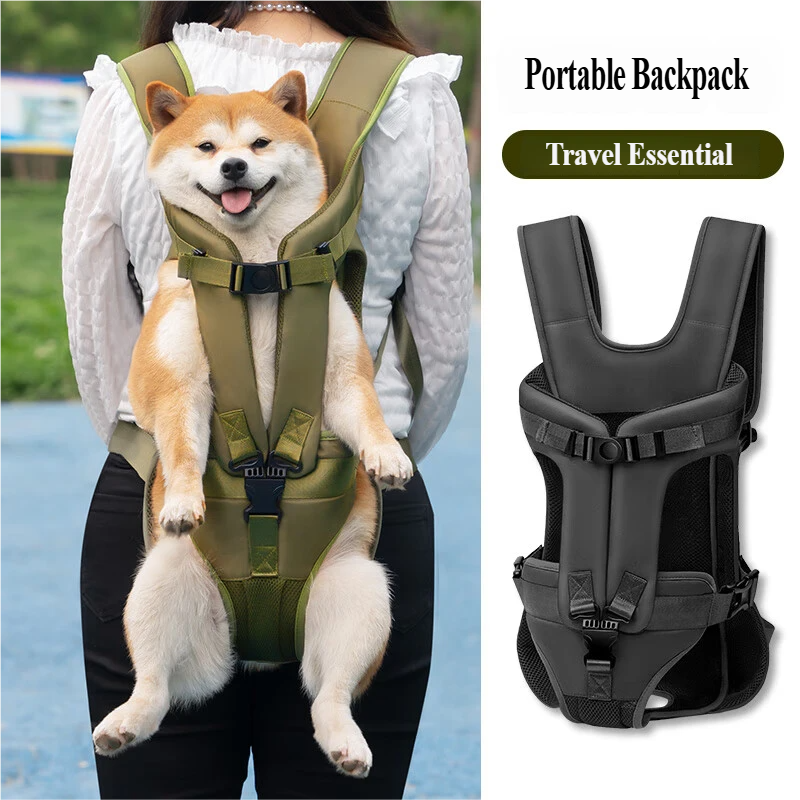 Ranac za ljubimce za pse — Dvostruki nosilac za šibe, teddy, male i srednje pse, Putni novi crni ranac [Može se nositi napred i nazad] - Novi putni crni ranac [Može se nositi napred i nazad]/Veličina S [Odgovara 5-10 lbs / 2.3-4.5 kg]