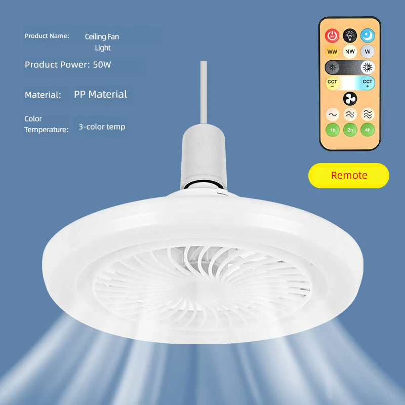 E27 navojna plafonska lampa sa ventilatorom i daljinskim upravljanjem za dnevnu i trpezarijsku sobu, integrisana LED lampa sa ventilatorom za spavaću i radnu sobu, lampa sa ventilatorom sa trostepenim podešavanjem boje svetlosti - E27 navojno grlo/Plafonska lampa sa ventilatorom sa 3 brzine jakog vetra i 3 podešavanja boje svetla