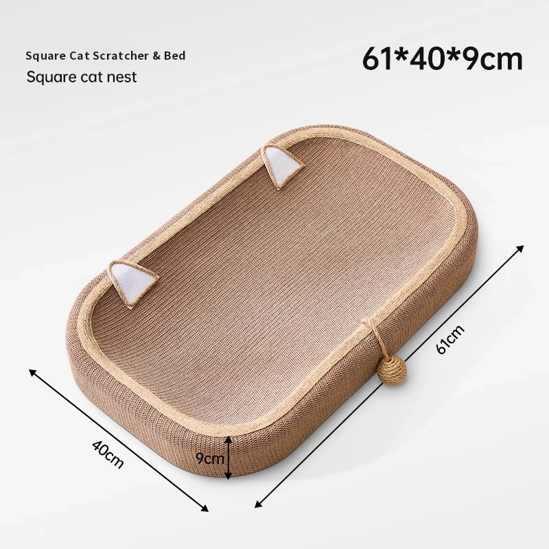 Kvadratna daska za grebanje za mačke [minimalno ostavlja dlačice] - 61cm kvadratna daska za grebanje za mačke od jute [model sa loptom od jute]